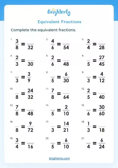 Free Equivalent Fraction Worksheet