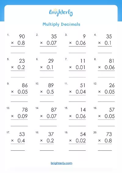 Free Printable Multiplying Decimals Worksheets PDF Brighterly com Free Printable Multiplying Decimals Worksheets PDF Brighterly com