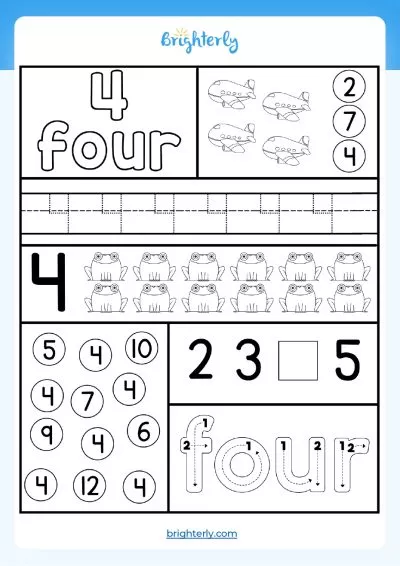 Number 4 Printable Worksheets Number 4 Printable Worksheets