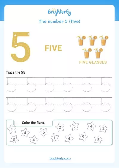 Trace Number 5 Worksheet Trace Number 5 Worksheet