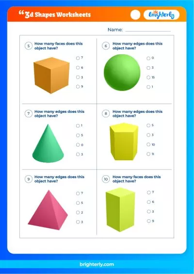 3D Geometry Shapes Worksheets