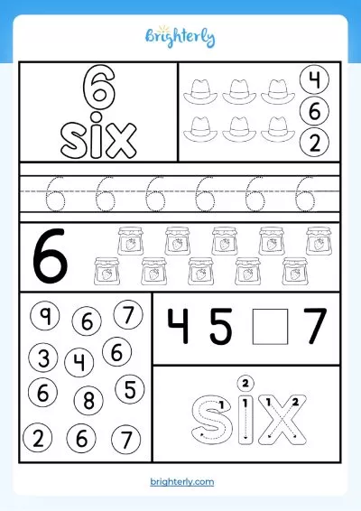 Free Printable Number 6 (Six) Worksheets for Kids [PDFs] Brighterly.com