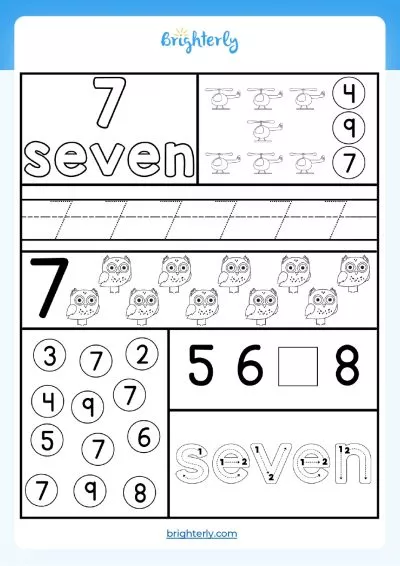 Free Printable Number 7 (Seven) Worksheets for Kids PDFs Brighterly Free Printable Number 7 (Seven) Worksheets for Kids PDFs Brighterly