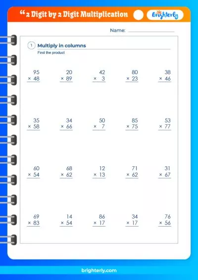 Multiplying By Two Digit Numbers Worksheet