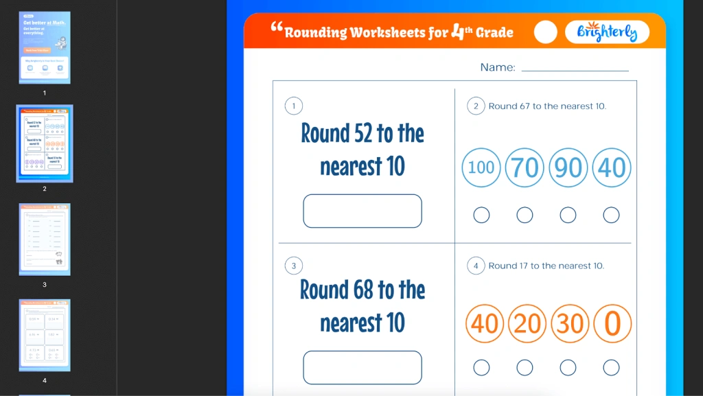 4th grade rounding worksheets: Examples