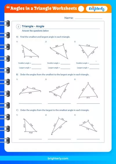 Angles In Triangles Worksheets