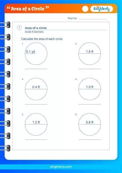 Area Of Circle Worksheets