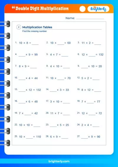 Multiplying Double Digits Worksheet