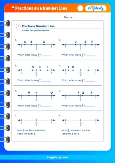 Fraction On A Number Line Worksheet