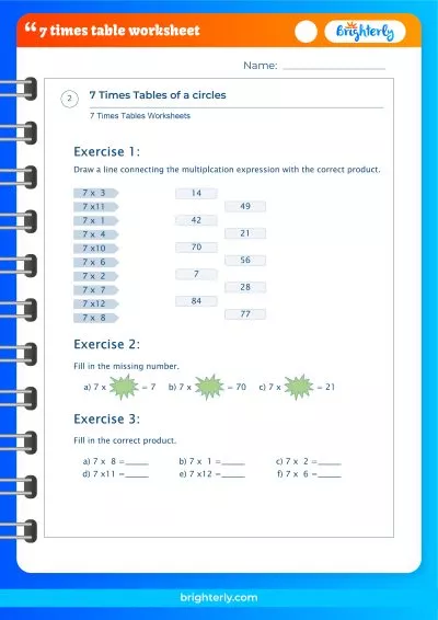 7 X Table Worksheets