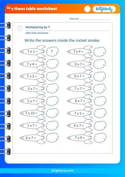 7 Multiplication Table Worksheet