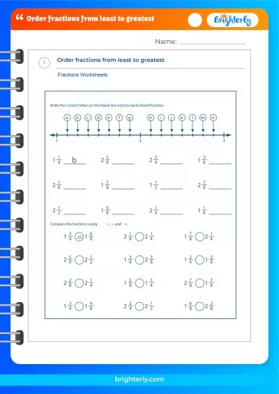 Order Fractions From Least To Greatest Worksheets PDFs