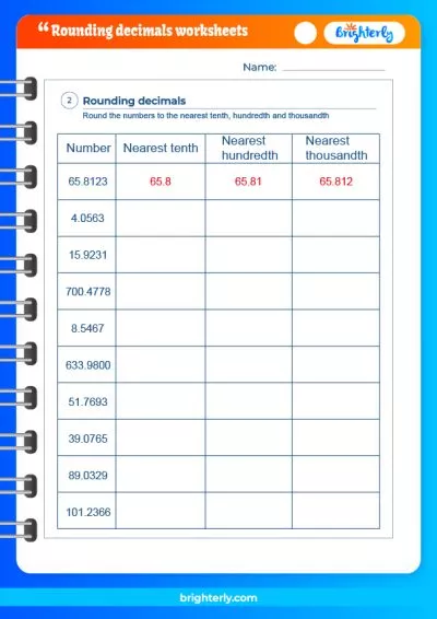 Round Decimals To The Nearest Tenth Worksheets