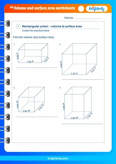 Surface Area And Volume Worksheets With Answers Grade 7