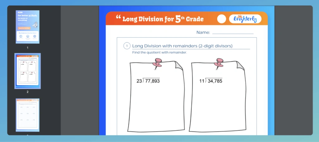 5th Grade Division Worksheets -1