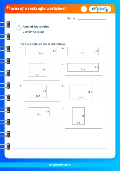 Area Of Rectangles Worksheet PDF