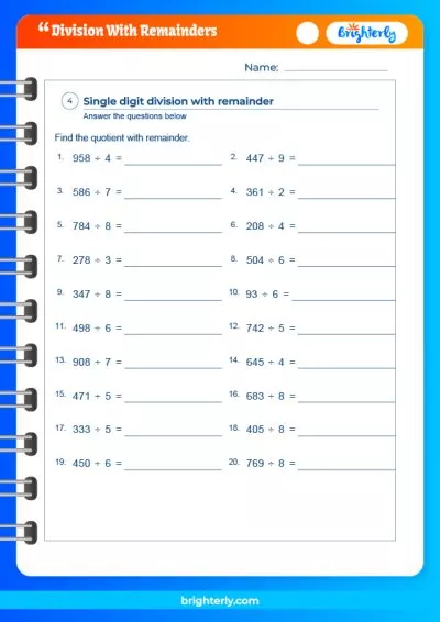 Long Division Worksheets With Remainders