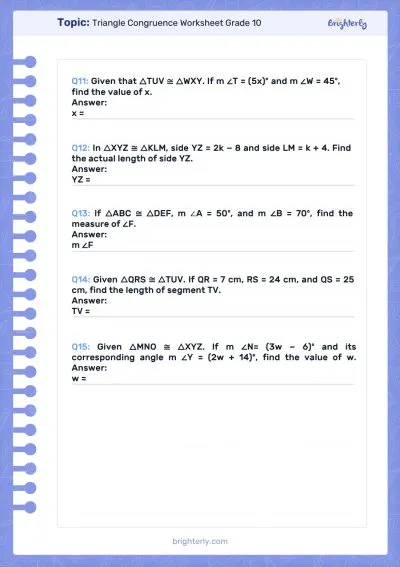 Triangle Congruence Worksheet