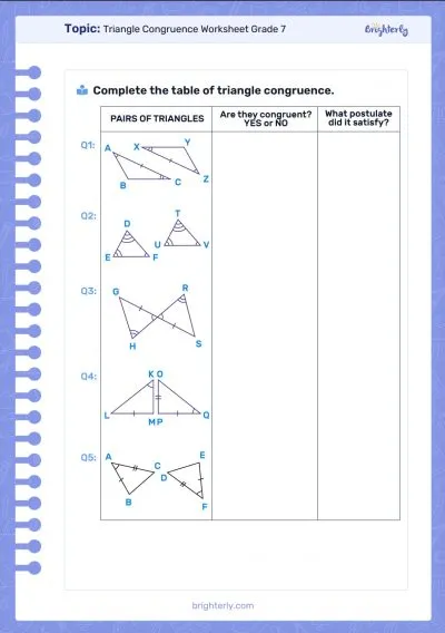 Triangle Congruence Worksheet