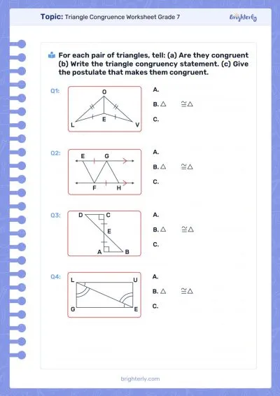 Triangle Congruence Worksheet