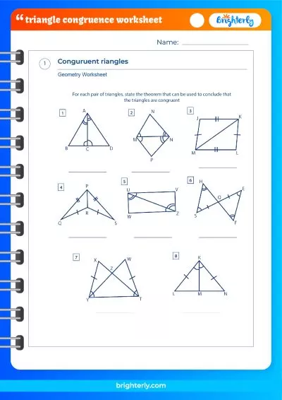 Geometry Worksheets Congruent Triangles
