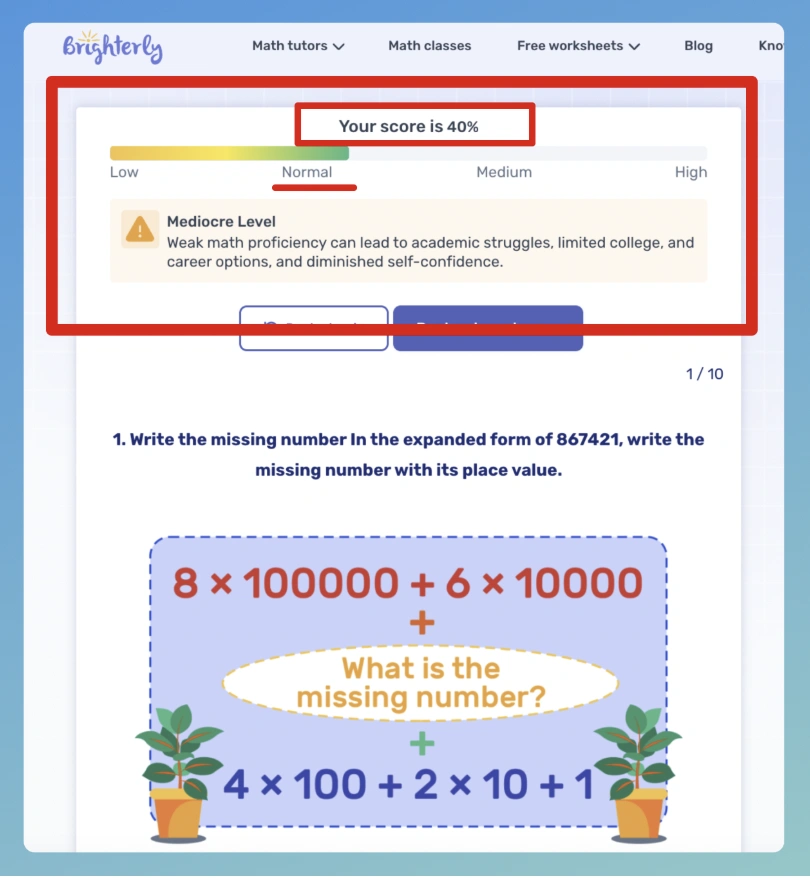 Brighterly 5th grade assessment test online