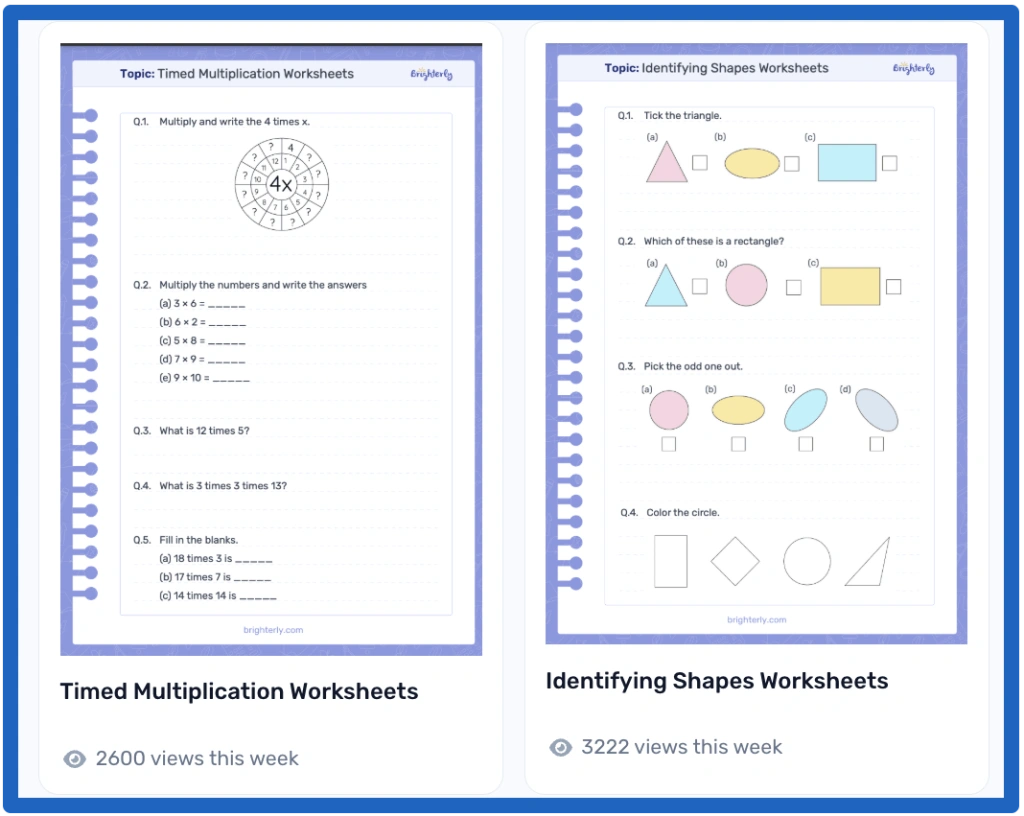Example of grade 4 math test worksheets
