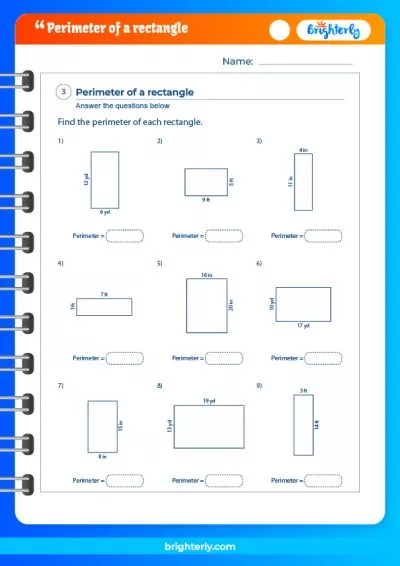 find the perimeter of rectangle worksheets