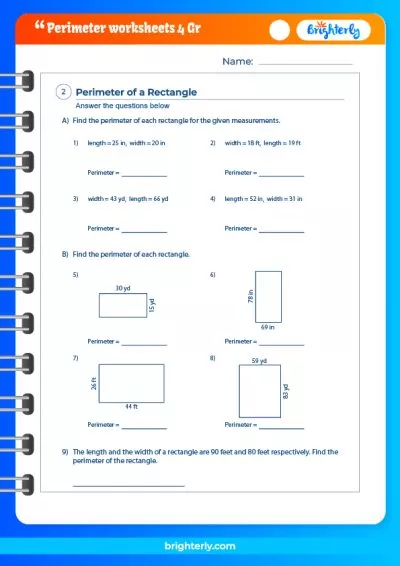 Perimeter Worksheets Grade 4