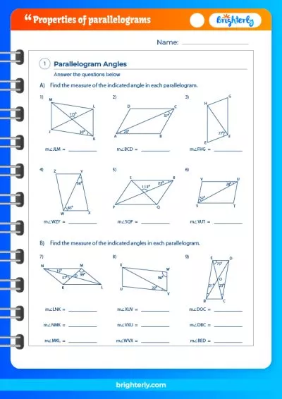 FREE Printable Properties Of Parallelograms Worksheets PDFs
