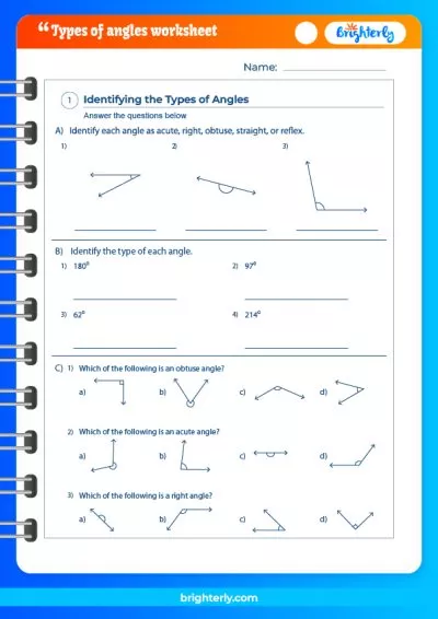 Identifying Types Of Angles Worksheet