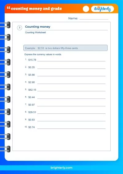 Counting Money 2nd Grade Worksheets