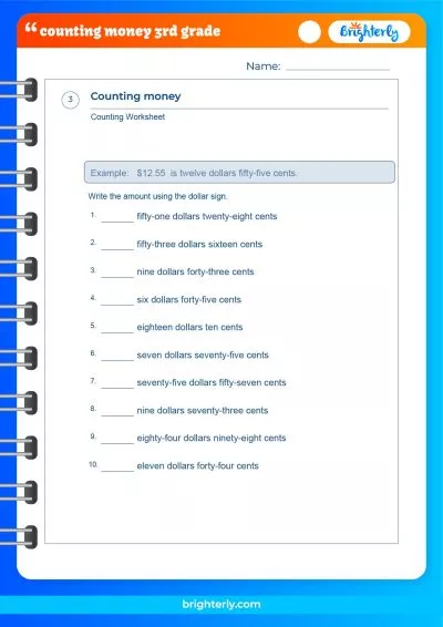 Counting Money Worksheets 3rd Grade PDF