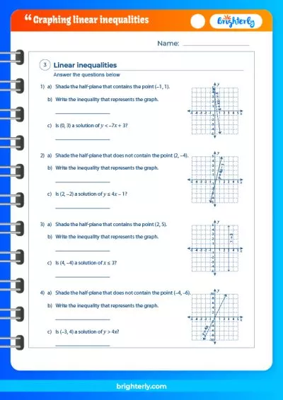 Graphing Linear Inequalities In Two Variables Worksheet Answer Key
