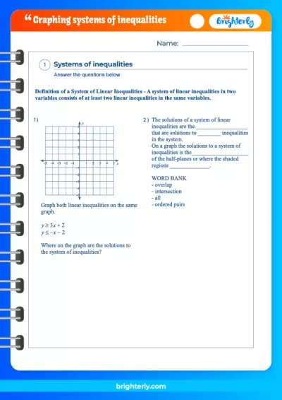 Graphing System Of Inequalities Worksheet