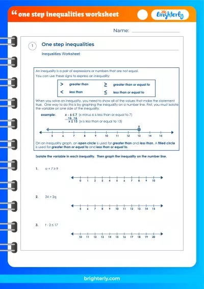 FREE one step inequalities worksheet PDFs Brighterly com