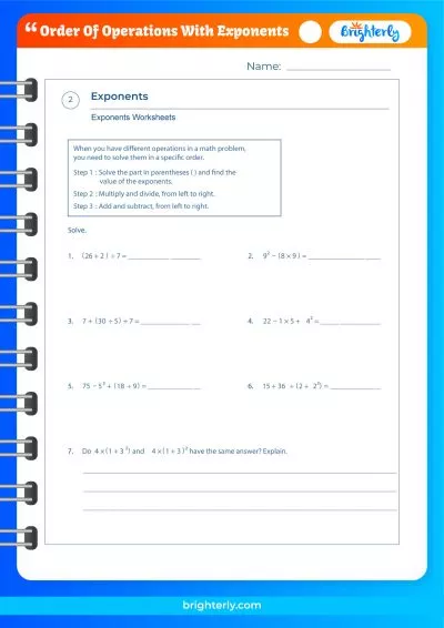 Order of Operations Worksheet No Exponents