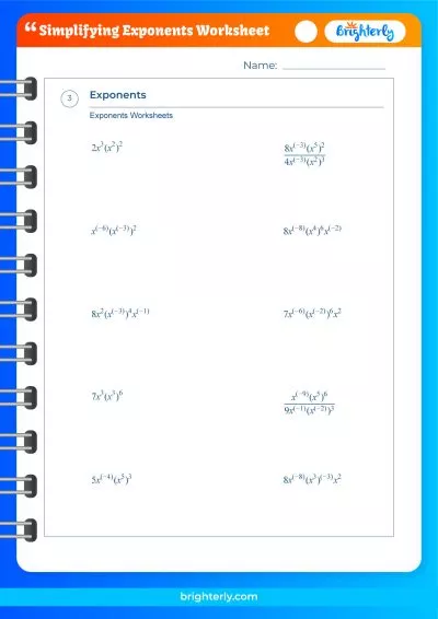 Simplifying Exponents Worksheets Free