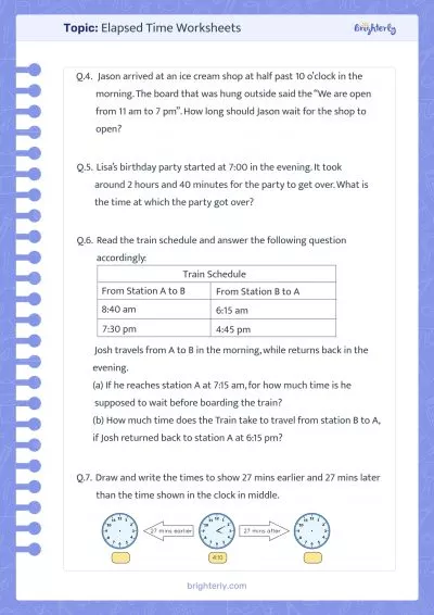 Time Elapsed Worksheets PDF