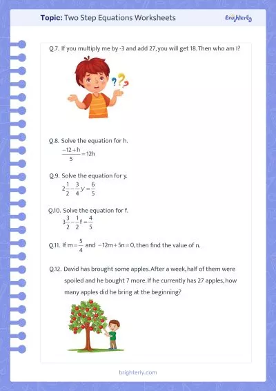Solving Two Step Equations Worksheet Answer Key