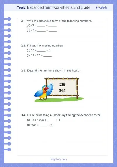 2nd Grade Expanded form Worksheet 1