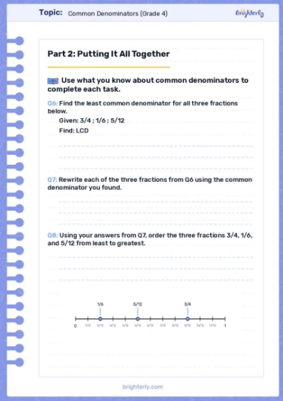 Free Common Denominator Worksheets