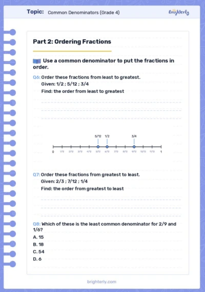 Free Common Denominator Worksheets