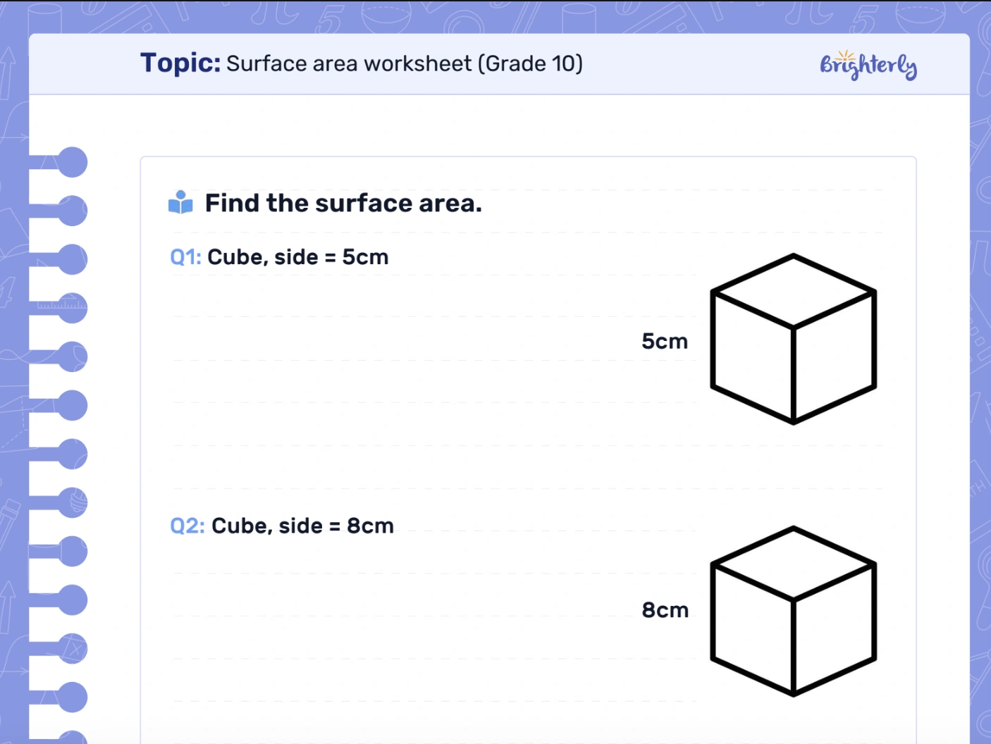 Download Surface Area Worksheet PDFs
