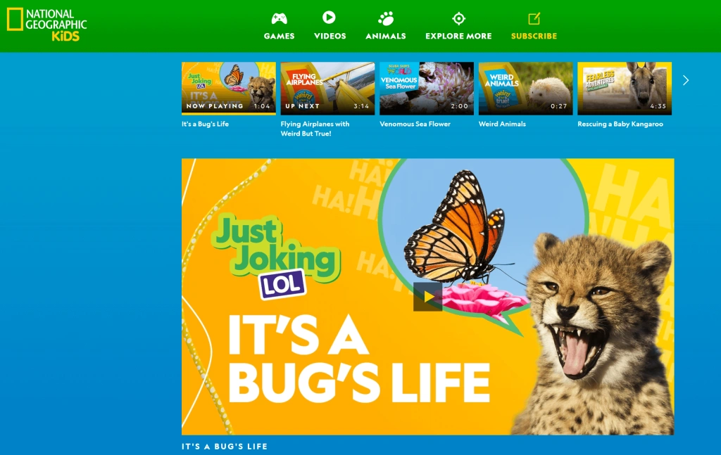 Free educational website for kids #2: National Geographic Kids