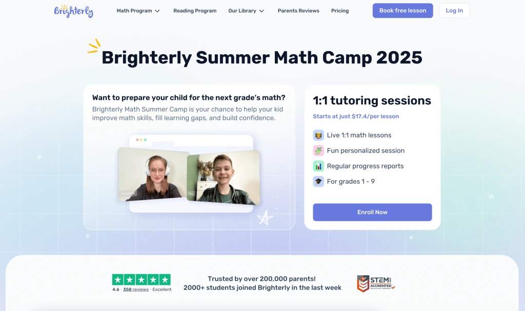 Prevent summer slide with Brighterly Summer Math Camp 2025 (good for any level!)