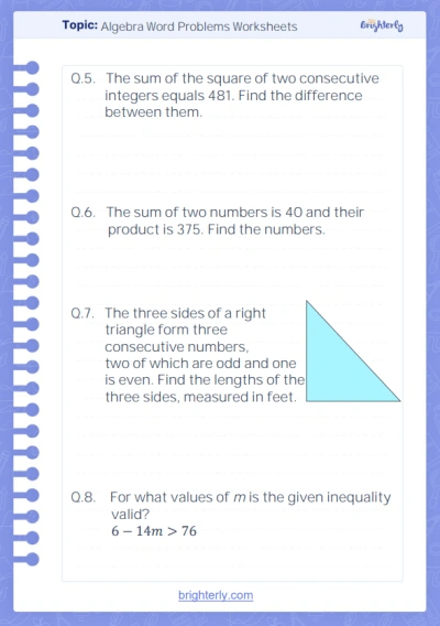 Algebra Word Problems Worksheets 2