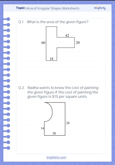 Area of Irregular Shapes Worksheets 1