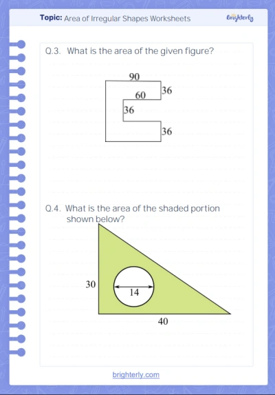 Area of Irregular Shapes Worksheets 2
