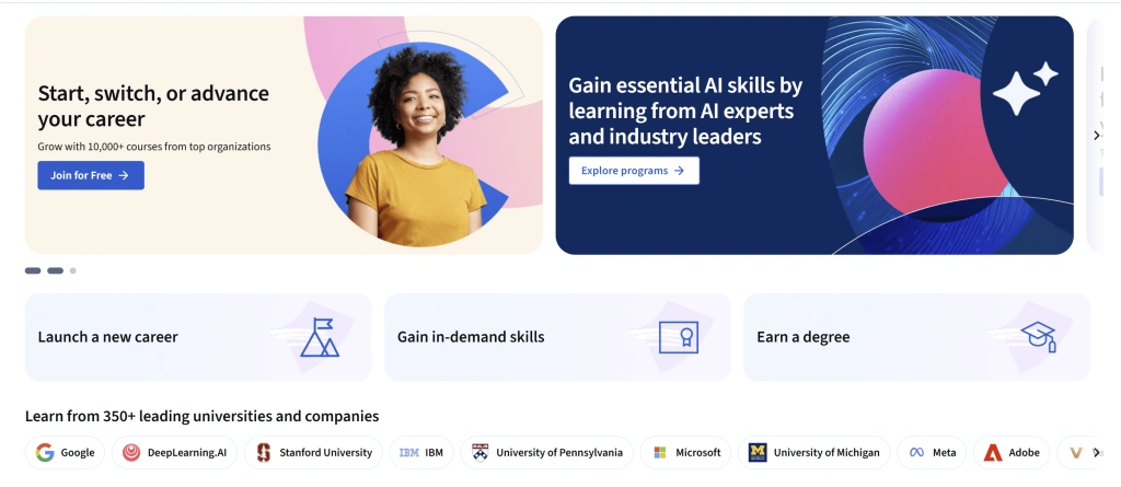 Coursera online course platform with certificate
